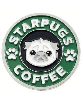 Dog Pin Pug Starpugs Coffee Enamel Brooch Funny Bag Charm Whimsical Mom Pet Pup